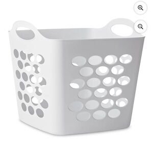 Plastic Flexible Laundry Basket with Handles - White